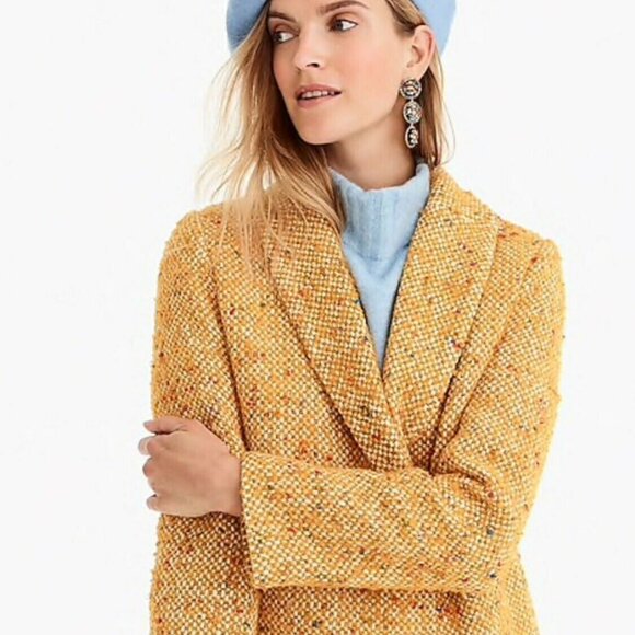 J.Crew Daphne yellow tweed coat Petite 0 0P - Picture 3 of 16